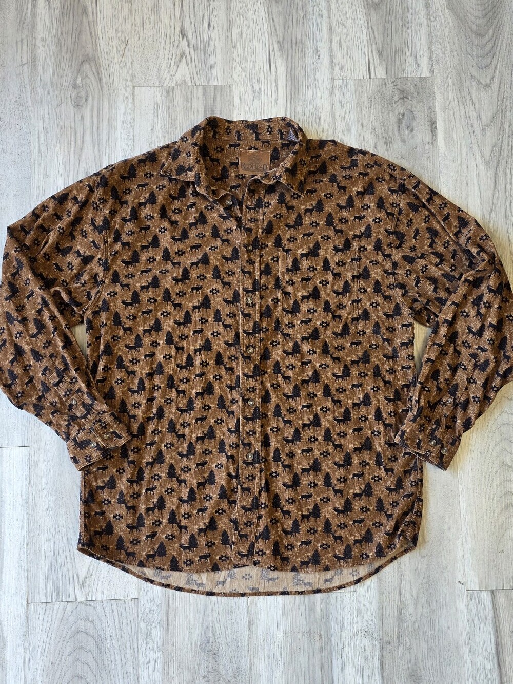 RedHead Men’s Large Corduroy Woodland Deer Print Shirt